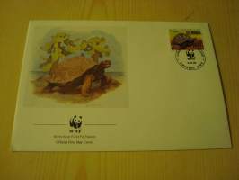 Kilpikonna, WWF, Galapagos, 1992, ensipäiväkuori, FDC. Hieno esim. lahjaksi. Katso myös muut kohteeni mm. noin 1 500 erilaista ulkomaista ensipäiväkuorta