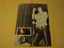 Jim Morrison, The Doors, Saksa, 1988, maksikortti, FDC. Hieno esim. lahjaksi. Katso myös muut kohteeni mm. noin 1 500 erilaista ulkomaista ensipäiväkuorta