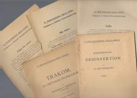 Medicalstyrelsen skrifter 1918-1928 - Syfilis,gonorre, mjuk chanker, trakom ja desinfektion 5 kpl