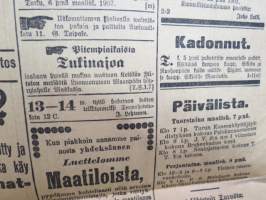 Uusi Aura 1907 nr 56 A, Turku 7.3.1907, sisältää mm. vaalimainontaa ja -propagandaa, Rautatietarpeista Turun läänin eteläosassa, Oikeudenkäynnin uudistus,
