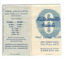 Käteisvoittokanta 6  arpa - pätee ostokorttina 1943