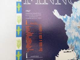 Finncell 1967 - Die Zellstoffabriken in Finnland - Jahreskapzität 4 458 000 tonnen -kartta / painate -map / print