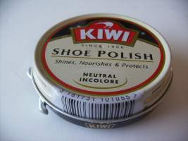 Kiwi Shoe polish kengänkiilloke - täysi tuotepakkaus  sisältö kuivunut peltiä   7x2  cm