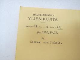 Suojeluskuntain Yliesikunta / Littoisten Osakeyhtiö 17.9.1920 -asiakirja / document