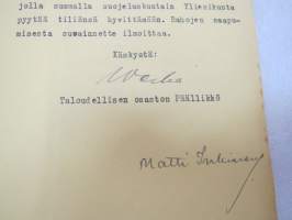 Suojeluskuntain Yliesikunta / Littoisten Osakeyhtiö 20.3.1920 -asiakirja / document