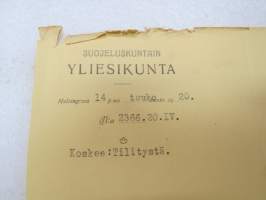 Suojeluskuntain Yliesikunta / Littoisten Osakeyhtiö 14.5.1920 -asiakirja / document