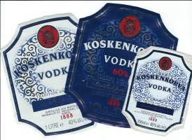 Koskekorva Vodka  - viinaetiketti 3 eril