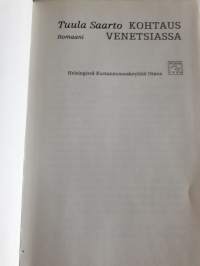 Tuula Saarto-Kohtaus Venetsiassa. P.1974. Tuula Saarto on  tuottelias  kirjoittaja- Häneltä  on ilmestynyt  26  kirjaa, novelleja  sekä  lehtijuttuja. Näillä