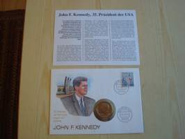 1989 John F. Kennedy, JFK, numismatiikka-ensipäiväkuori, vuoden 1972 Half Dollar -kolikolla, FDC, numeroitu, hieno esim. lahjaksi. Katso myös muut kohteeni,