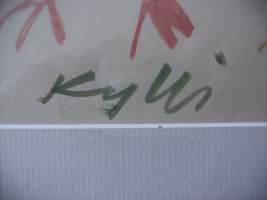 Kylli Koski, Kukko ja kana- väritussipiirustus sign Kylli , koko 20x28/32x40 cm /Kylli Annikki Koski ( 1906 Ruskeala – 1997 ) oli suomalainen taiteilija,