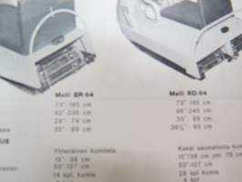 Ski-Doo BR-64, RD-64 moottorikelkat, leimattu &quot;P.V. Lyytisen Autoliike Kajaani&quot; -myyntiesite / snow scooter brochure with dealer´s stamp