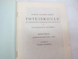 Turun Suomalainen Yhteiskoulu TSYK lukuvuonna 1954-1955 -vuosikertomus oppilasluetteloineen -school yearbook with pupils listings