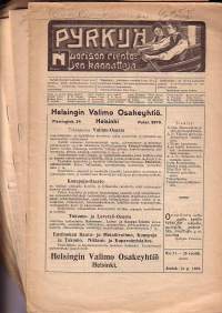 Pyrkijä-lehtiä vuodelta 1909 numerot 1, 4-10, 12-18, 21 (16 kpl)