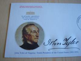Presidentti John Tyler, 1977, USA, ensipäiväkuori, FDC, hieno esim. lahjaksi. Katso myös muut kohteeni mm. noin 1 500 erilaista amerikkalaista ensipäiväkuorta,