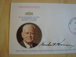 Presidentti Herbert Hoover, 1977, USA, ensipäiväkuori, FDC, hieno esim. lahjaksi. Katso myös muut kohteeni mm. noin 1 500 erilaista amerikkalaista