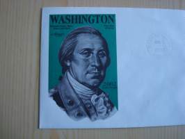 George Washington, 2002, USA, ensipäiväkuori, FDC. Katso myös muut kohteeni mm. noin 1500 erilaista amerikkalaista ensipäiväkuorta 1920-luvulta 2000-luvulle,