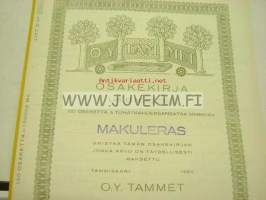 Oy Tammet, Tammisaari 1950, 180 000 mk -osakekirja