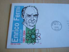Fyysikko Enrico Fermi, 2001, USA, ensipäiväkuori, FDC. Atomipommi, Alfred Nobel, Nobelinpalkinto. Katso myös muut kohteeni mm. noin 1500 erilaista amerikkalaista
