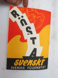 Den svenska ungdomen avgör - Rösta svenskt - Svenska Folkpartiet -political party brochure
