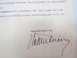 Heikki Peltola - Keinovillatehdas - Tilketehdas - Halkosaha, Helsinki (Vallila) 16.9.1922 -asiakirja / business document