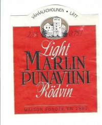 Marlin Punaviini Light - viinaetiketti