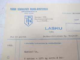 Turun Teknillinen Raaka-ainetehdas, Turku, 1.11.1952 -asiakirja / business document