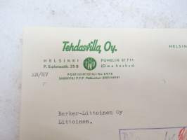 Tehdasvilla Oy, Helsinki, 13.10.1952 -asiakirja / business document