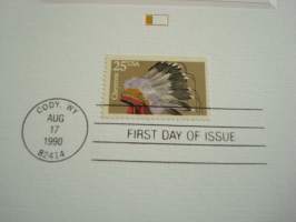 Cheyenne, American Indian Headdresses, 1990, USA, Proof-kortti, FDC, koko 15 cm x 22,5 cm.  Katso myös muut kohteeni mm. noin 1500 erilaista ensipäiväkuorta.