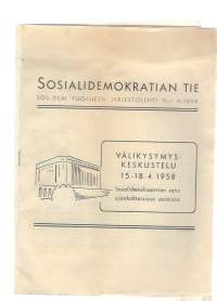 Sosialidemokratian tie sos dem puolueen järjestölehti 1958 nr 4