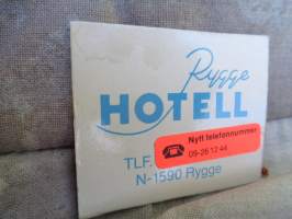 Tulitikkuetiketti Rygge Hotell