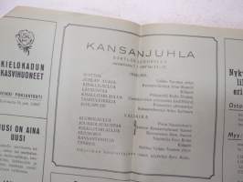 Satakunnan Maakuntajuhlat Säkylän eenokilla 6-7.7.1957 - Juhlaopas -käsiohjelma -program