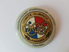 Moskova olympia 1980 - Moscow Olympics - Kansallisen Olympiakomitean tunnus - Panama -neulakiinnitteinen rintamerkki, virallinen tuote / official badge
