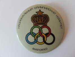 Moskova olympia 1980 - Moscow Olympics - Kansallisen Olympiakomitean tunnus - Marokko -neulakiinnitteinen rintamerkki, virallinen tuote / official badge