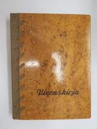 Visakoivukantinen vieraskirja, käytetty -guest book, used, curly birch covers