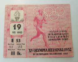 XV Olympia Helsinki 1952, pääsylippu