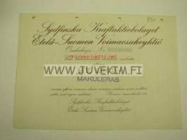 Sydfinska Kraft Aktiebolaget Etelä-Suomen Voimaosakeyhtiö, Porvoo 1946, 1 000 mk -osakekirja