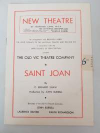 Saint Joan, program New Theatre 1940&#039;s by George Shaw production by John Burrell