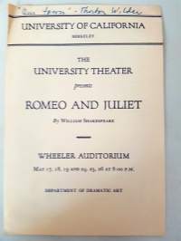 The University Theater presents Romeo an Juliet, in Wheeler Auditorium, 1951?