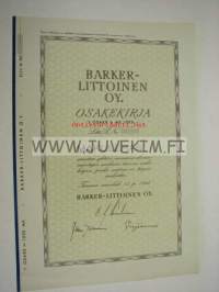 Barker-Littoinen Oy, Turku 1941, 1 000 mk -osakekirja