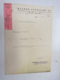 Raahen Autoliike Oy, Raahe 23.8.1947 - Autokoulu ja autokorjaamo Visa, Uusikaupunki -asiakirja / business document