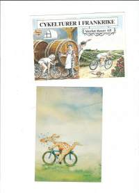 Polkupyörä  aiheisia postikortteja 2 kpl erä - postikortti