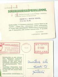 Lännen Sokeri kutsu Sokerijuurikaspäiville 1954  postikortteja 2 kpl erä - postikortti