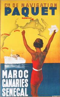 Maroc - Canaries - Senegale   - laivajuliste juliste n 34x23 cm jälkipainos