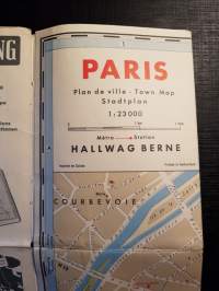 Paris map plan, Sights - Monuments - Metro, 1955.