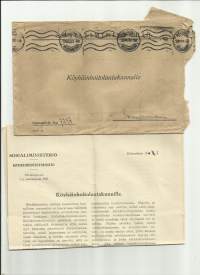 Sosiaaliministeriön kierokirje 1933 Somerniemen Köyhäinhoitolautakunnalle