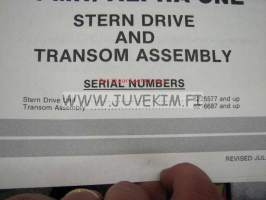 Quicksilver parts catalog -R / MR / Alpha one stern drive and transom assembly serial numbers Stern drive 6225577 and up, Transom assembly 6216687 and
