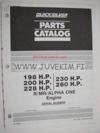 Quicksilver / Mercruiser parts catalog -198 H.P., 200 H.P., 228 H.P., 230 H.P., 260 H.P. R/MR/Alpha One Engine serial numbers US 6218462 and up -varao