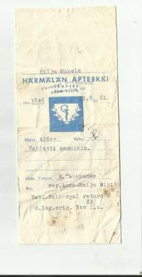 Härmälän Apteekki  Tampere 1961