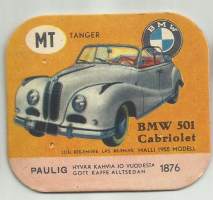 BMW 501 Cabriolet - autokortti, keräilykuva, kahvipakettikuva