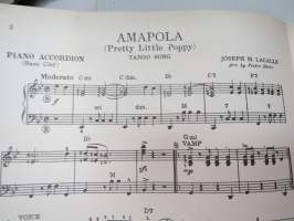 Amapola Radio City Series of piano accordion music -nuotit / notes (haitari / harmonikka / hanuri)